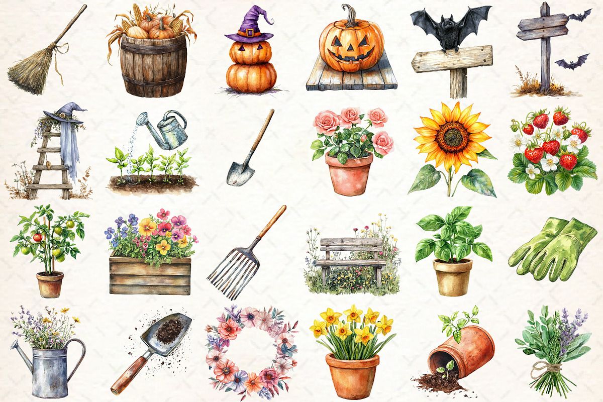 Gardening Day Watercolor PNG, an Illustration by Libby Wishes (Photo 2 of 6)