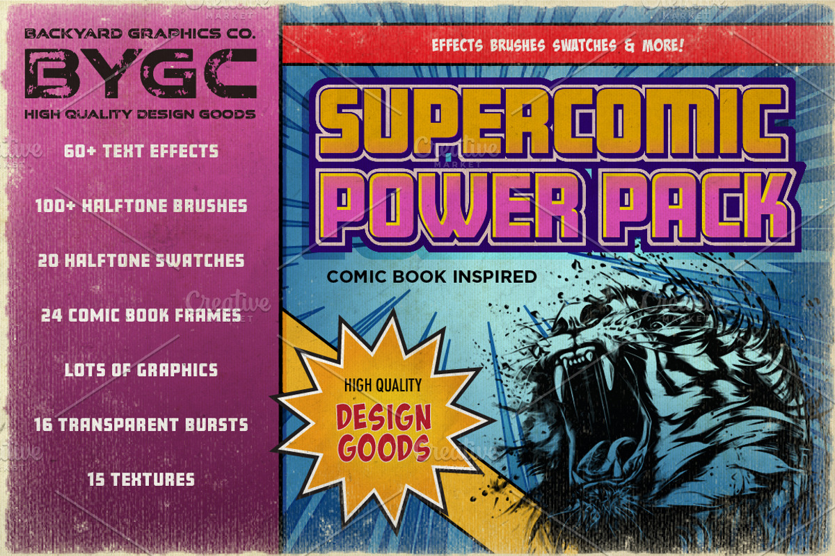 SuperComic Power Pack, a Brushes & More by BackYard Graphics Co. (Photo 1 of 9)
