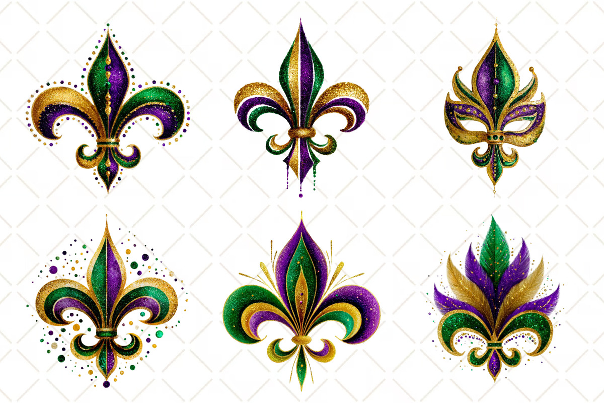 Fleur De Lis For Mardi Gras Clipart, an Illustration by Black Bird Studio (Photo 2 of 6)
