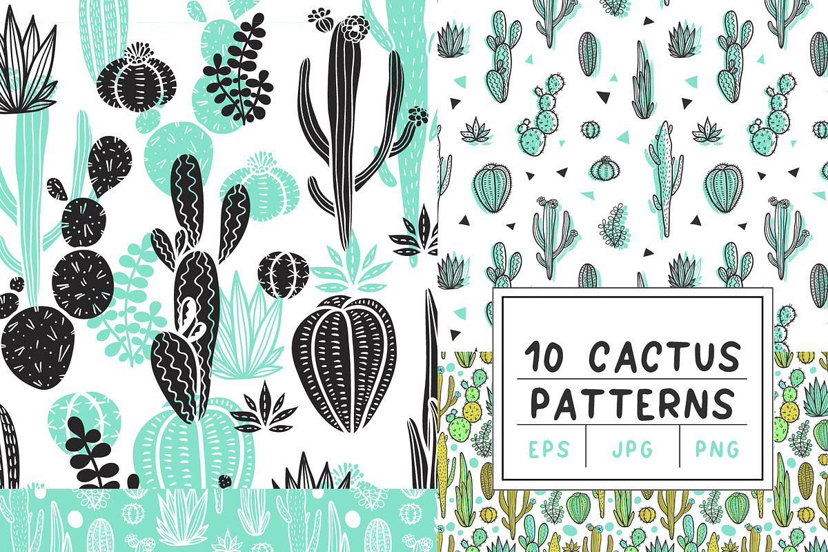 10 Cactus Patterns, a Pattern Graphic by Apolinarias Art (Photo 1 of 9)