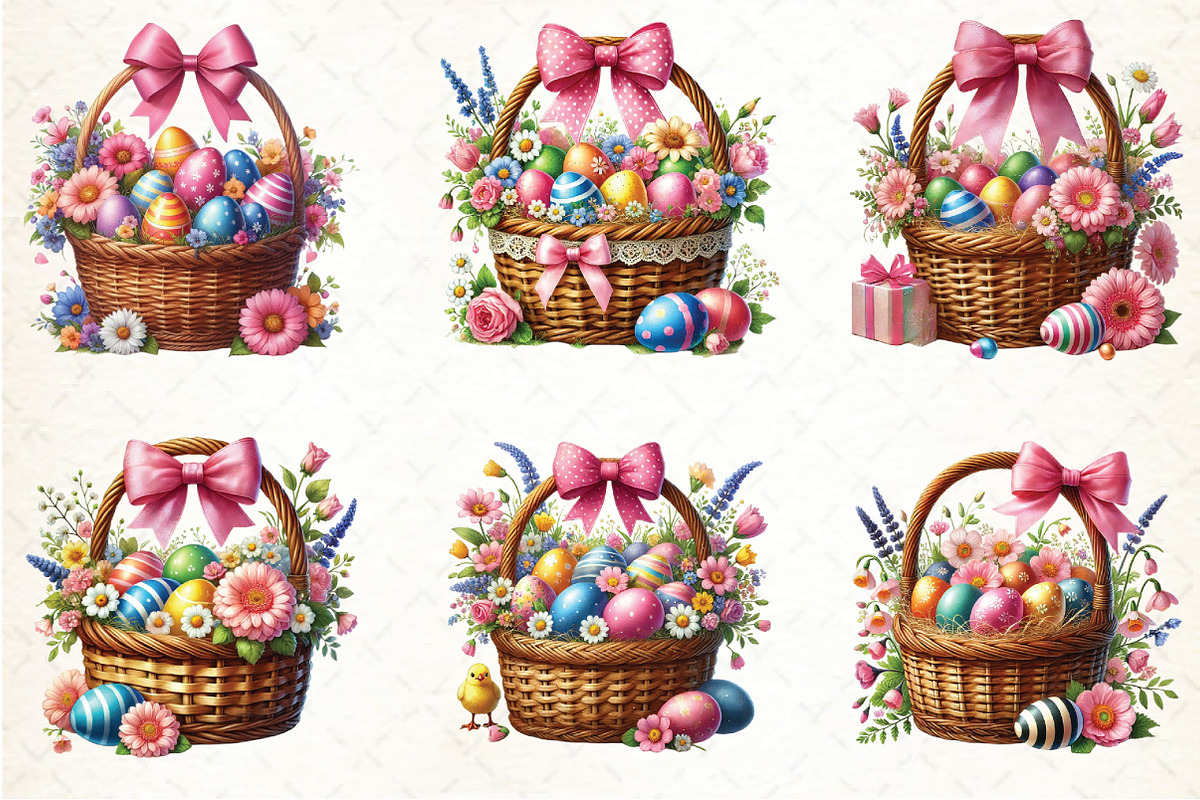 Easter Basket Watercolor Clipart, an Illustration by DreamCafeArt (Photo 2 of 5)