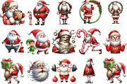 Watercolor Funny Skinny Santa PNG, an Illustration by Designking (Thumbnail 3 of 5)