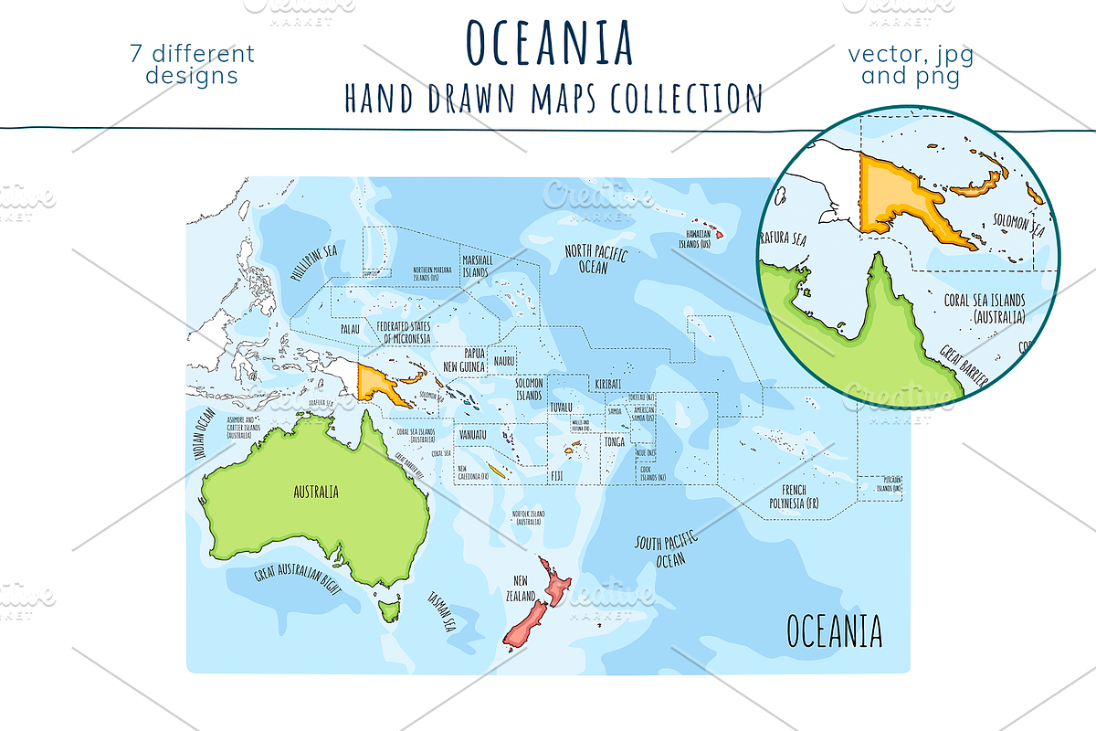 Oceania Maps Collection, an Education Illustration by Illustrationsforteachers (Photo 6 of 8)