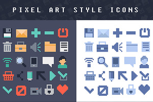 Pixel Art Style Vector Icons