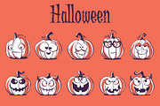 Set of Cartoon Halloween Pumpkins, an Object Graphic by Nearbirds (Thumbnail 2 of 5)