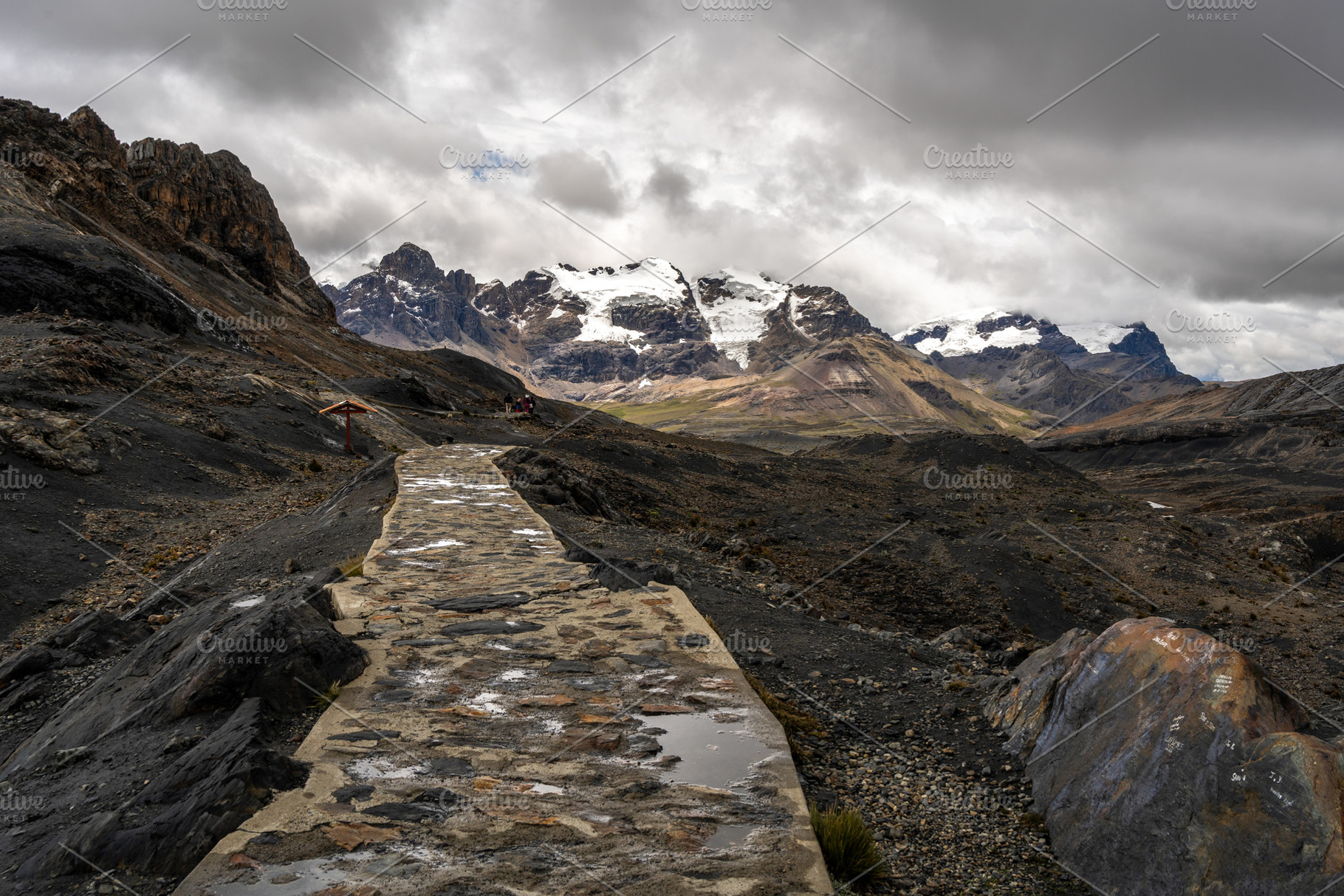 Stone trail leading to Pastoruri Glacier, Huaraz, Peru, amidst r, a Nature Photo by GoodGoods
