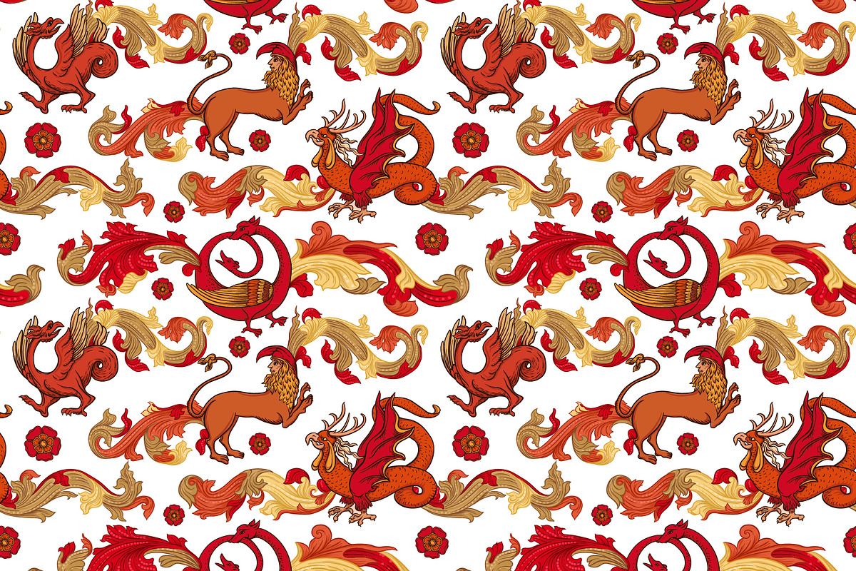 Medieval Mythical Creatures, a Pattern Graphic by Elen-Lane (Photo 9 of 9)