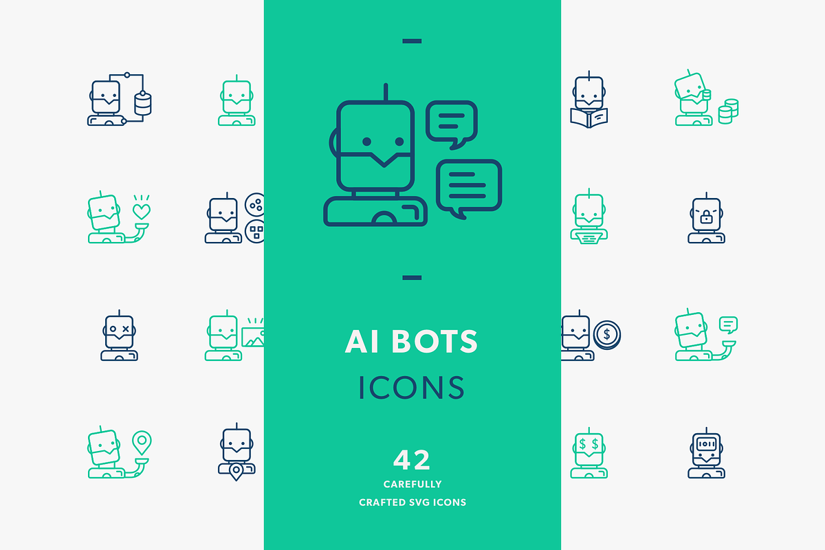 AI bots icons, an Outline Icon by Somewan draws (Photo 1 of 5)