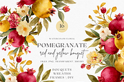 Watercolor Pomegranate Bouquet, a Decorative Illustration by ThaismotaCreativeCo (Thumbnail 1 of 10)