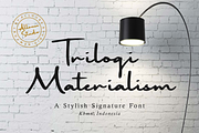 Trilogi Materialism Signature Font, a Script Font by Allouse Studio (Thumbnail 1 of 10)