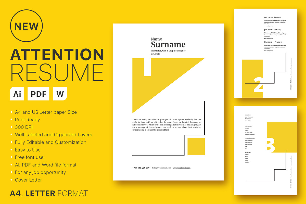 Attention Resume, a Resume Template by Spovv