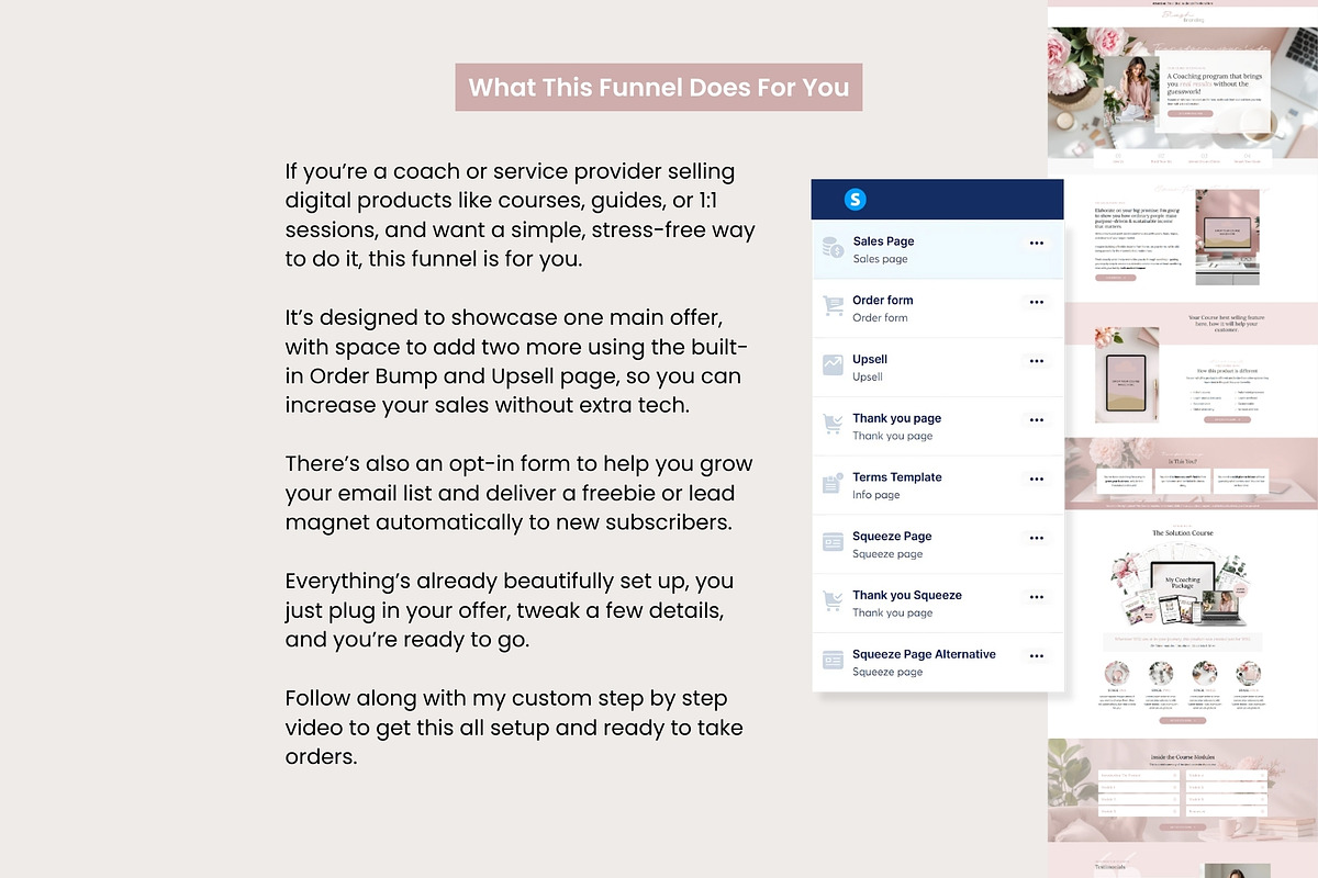 Blush Pink Systeme.io Funnel Template preview 2