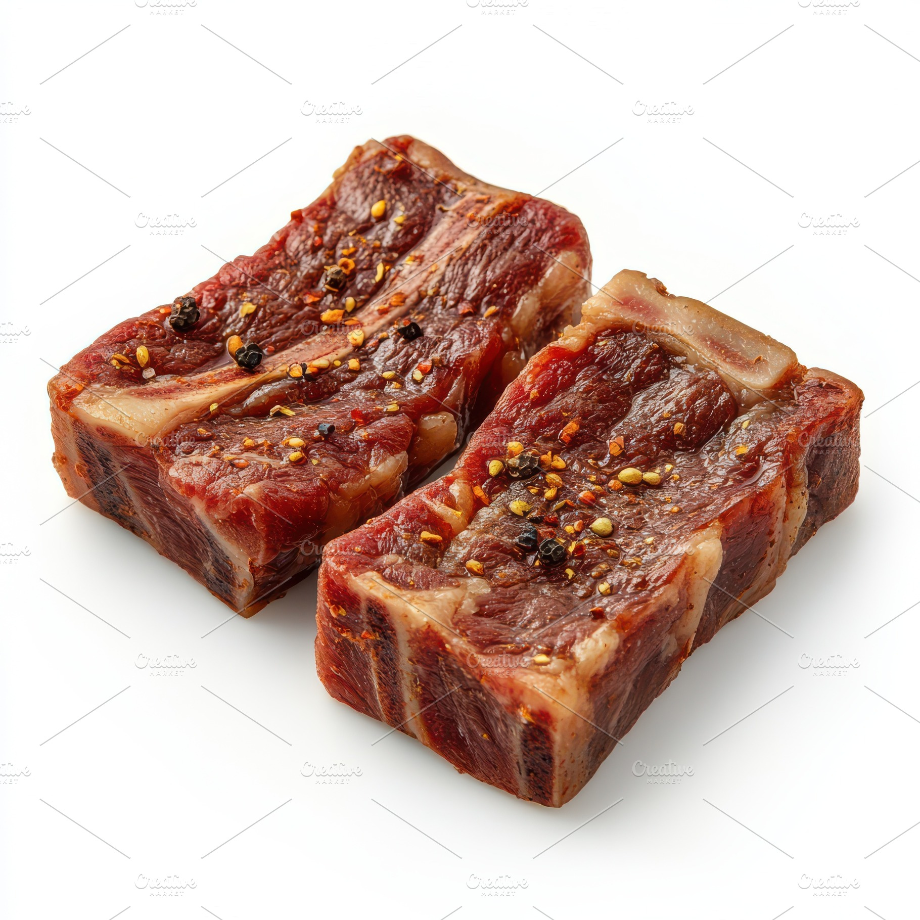 Delicious two piece grilled beef ste, a Food & Drink Photo by Pixeness Studio