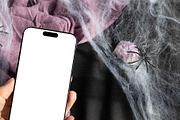 Halloween Device Mockup Phone fall, an iPhone Mockup by PawMockups (Thumbnail 4 of 9)