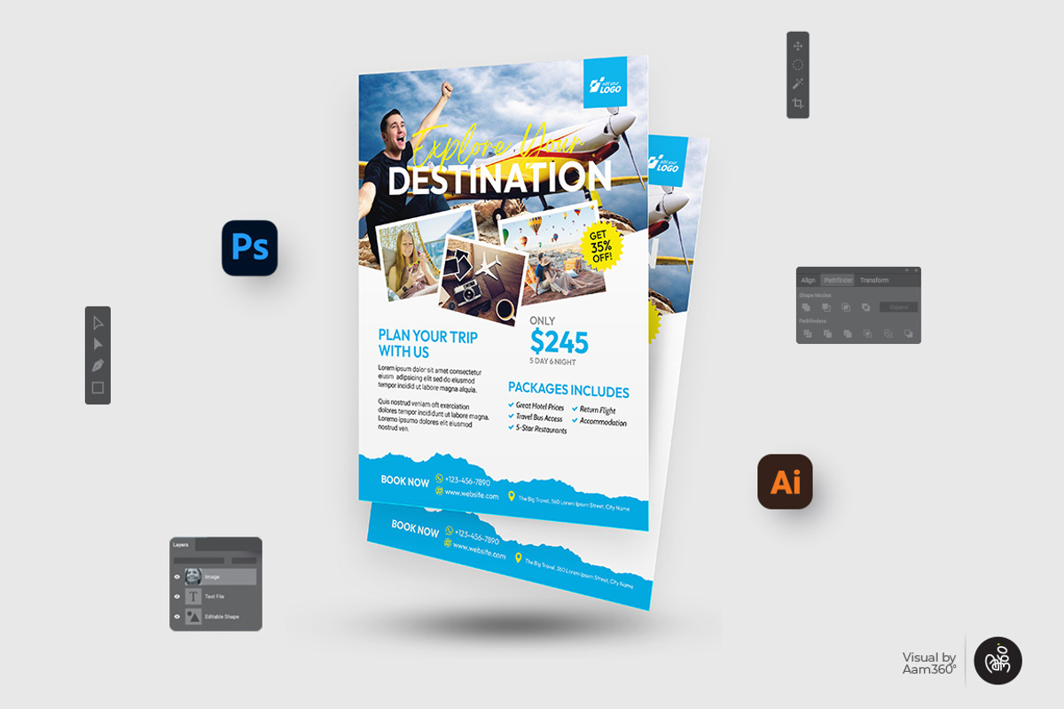 Travel Agency Flyer Template, a Flyer Template by Aam360 (Photo 2 of 3)