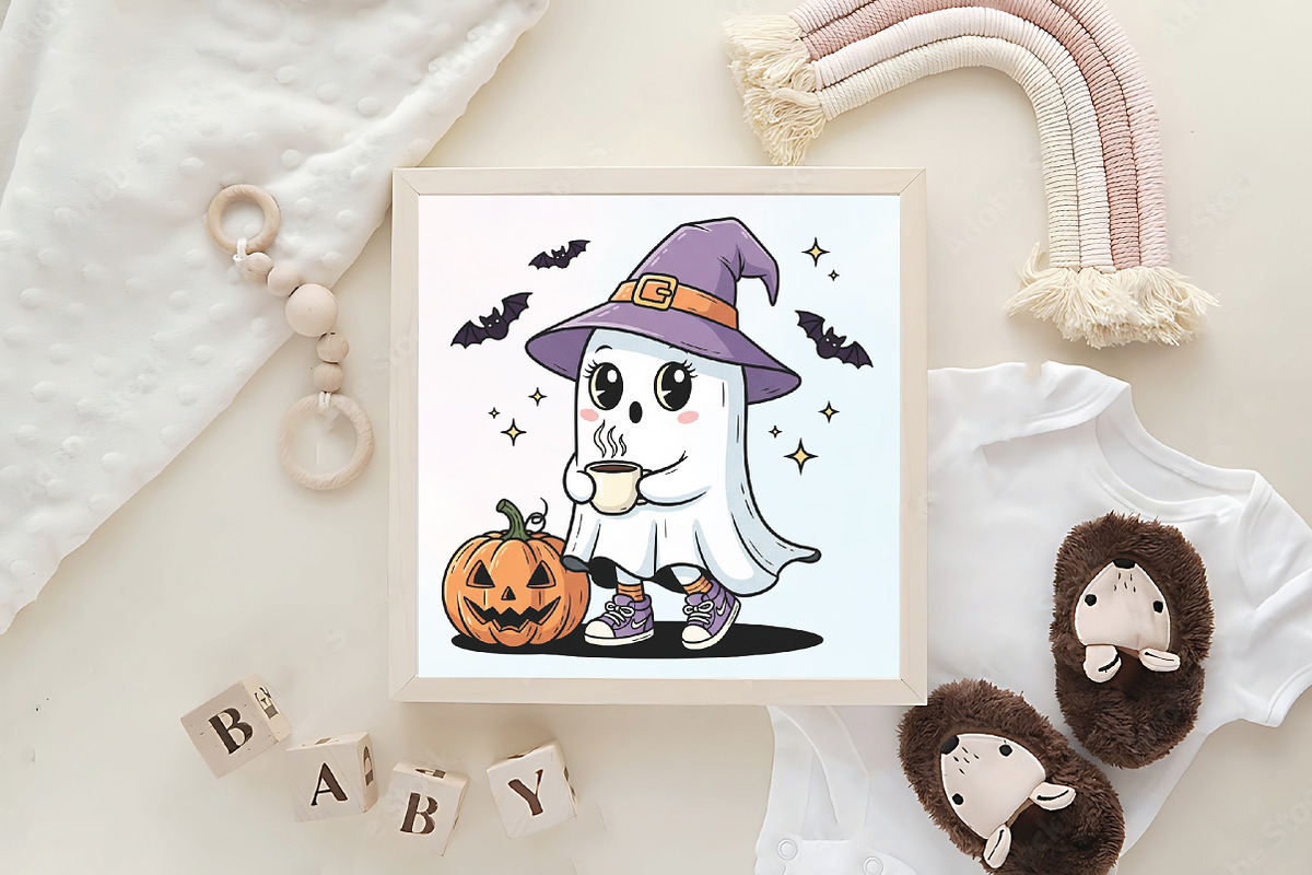 Cute Ghost Spooky Season PNG, an Illustration by CraftArtStudio (Photo 4 of 4)