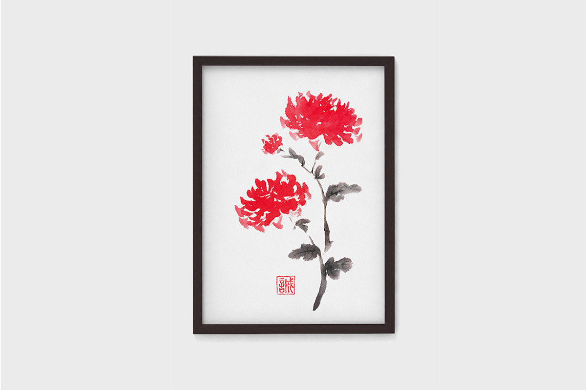 Royal pair sumi-e ink painting, an Illustration by Quetzal Art (Photo 2 of 5)