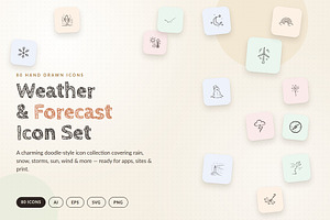 80 Hand Drawn Weather Icons, an Outline Icon by Symbolic Language