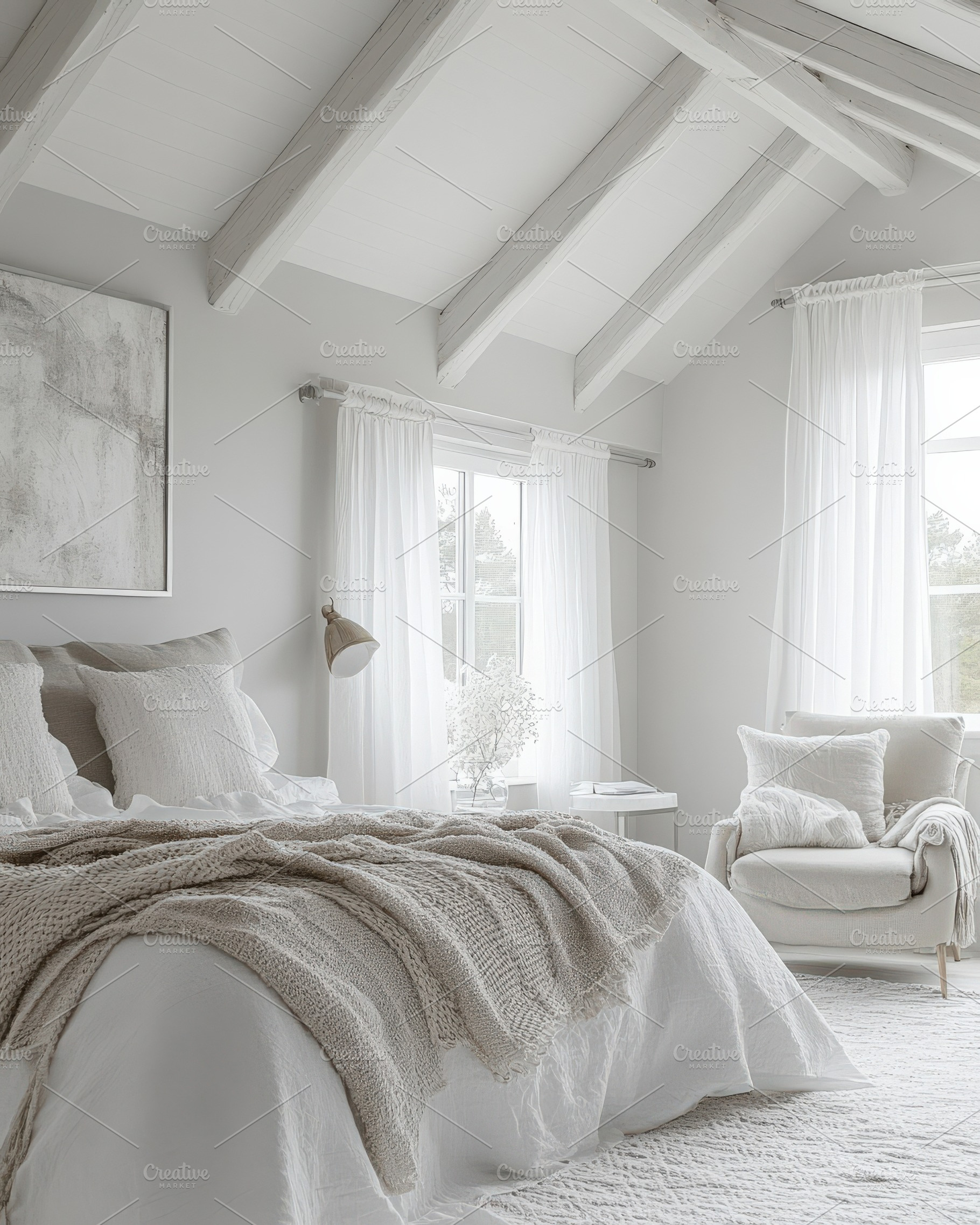 Modern Rustic Bedroom in Cozy White, an Architecture Photo by Virgo Studio