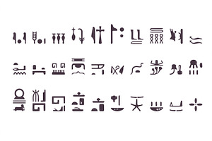 70 Stylized Egyptian Hieroglyphs Set