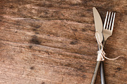 old fork and knife tied with a rope, a Food & Drink Photo by Naltik (Thumbnail 1 of 2)