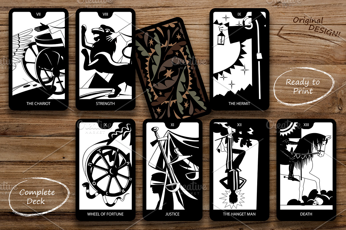 Tarot Cards - black and white, an Object Illustration by Retro Graphic Box (Photo 2 of 5)