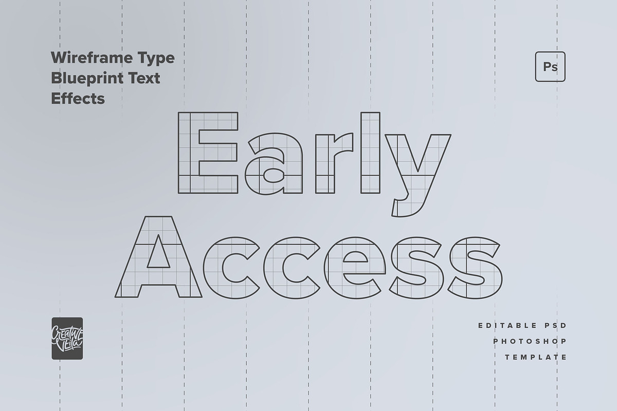 Wireframe Blueprint Text Effects, a Layer Style Add-On by Creative Veila