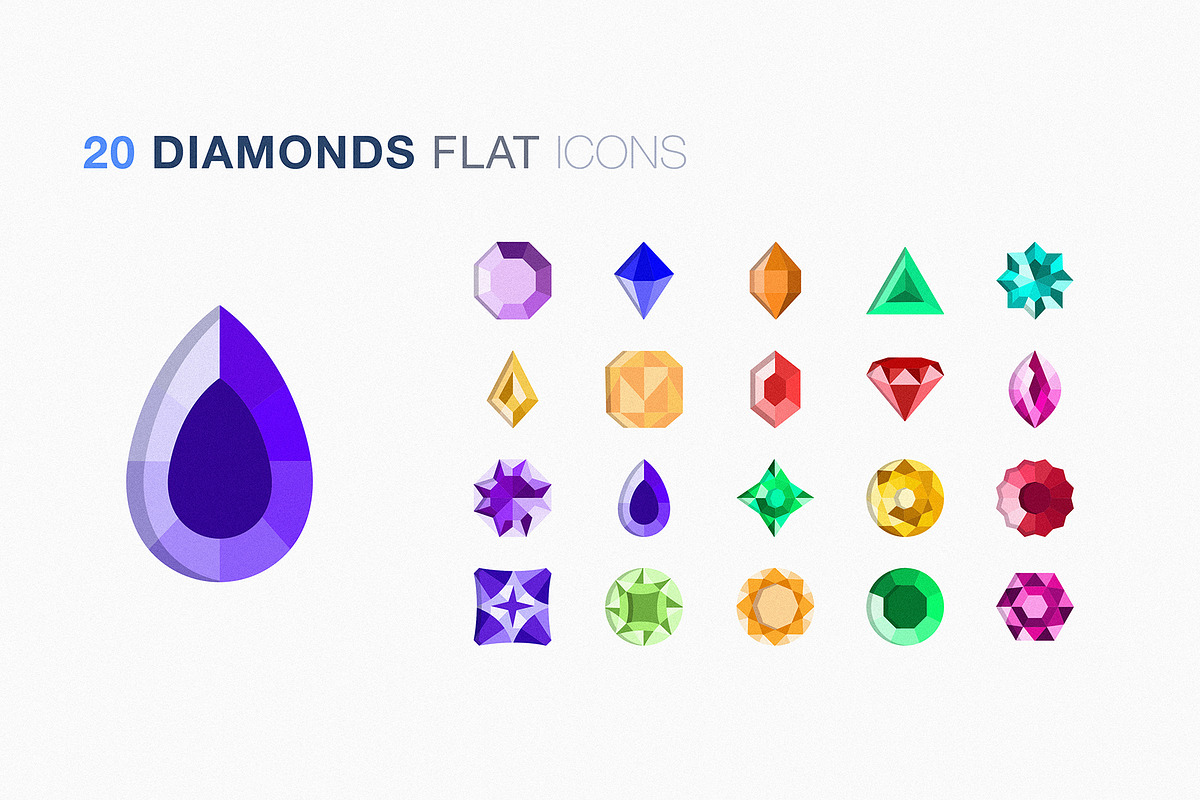 Diamond and gems icon set, an Icon by Icongeek26 (Photo 6 of 6)