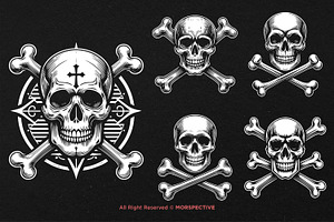 10 Bundle Dark Art Skull Head