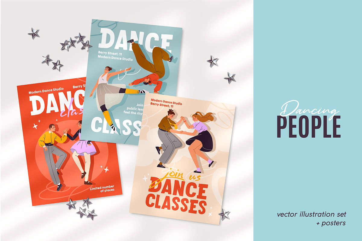 Dancing people. Dancers set, posters, a Person Illustration by PaperTrident (Photo 1 of 12)