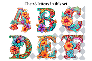 Boho Floral Pastel Alphabet Letters, a Decorative Illustration by Creative Art By SamM (Thumbnail 3 of 10)