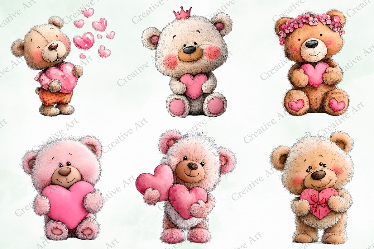Whimsical Valentine Cute Teddy, an Illustration by Creative Art (Photo 4 of 9)