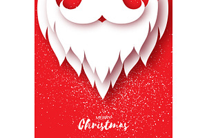 Merry Christmas card with Santa Claus beard and mustache