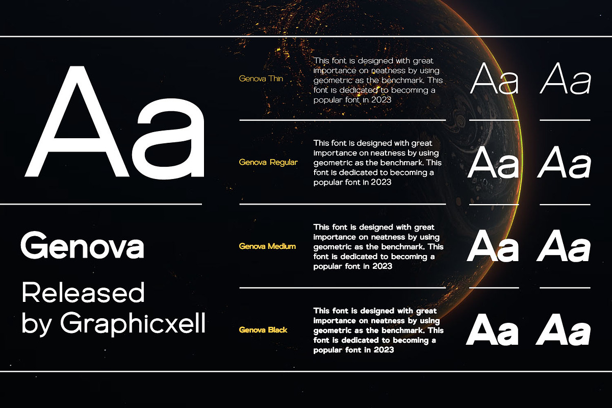 Genova Family Sans Opentype, a Sans Serif Font by Graphicxell (Photo 2 of 9)
