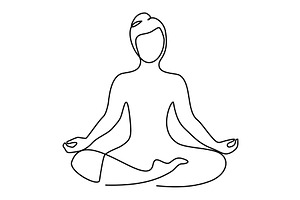 Woman Sitting In Yoga Pose One Line