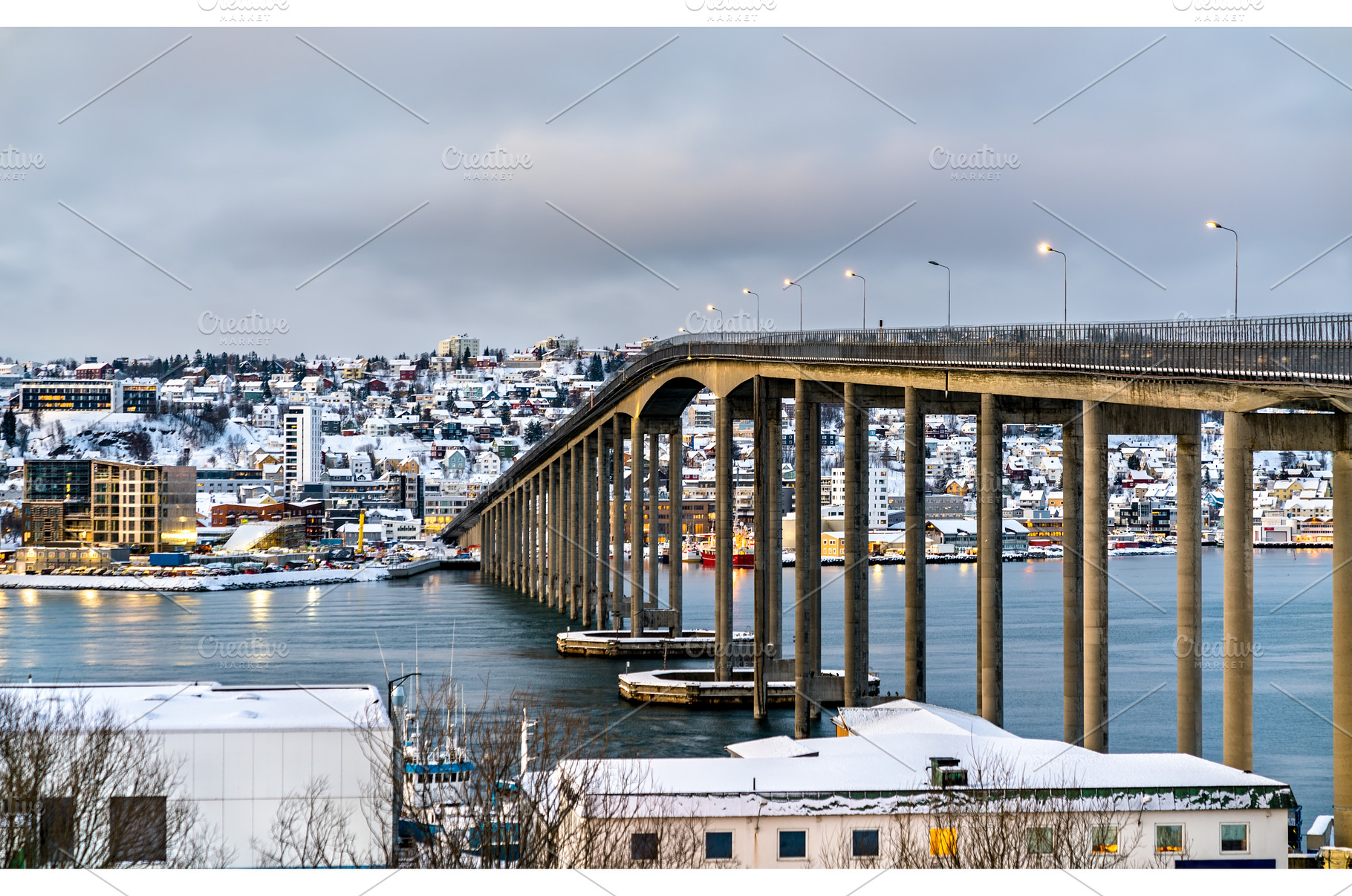 Tromso Bridge in Norway in winter, an Architecture Photo by Leonid Andronov