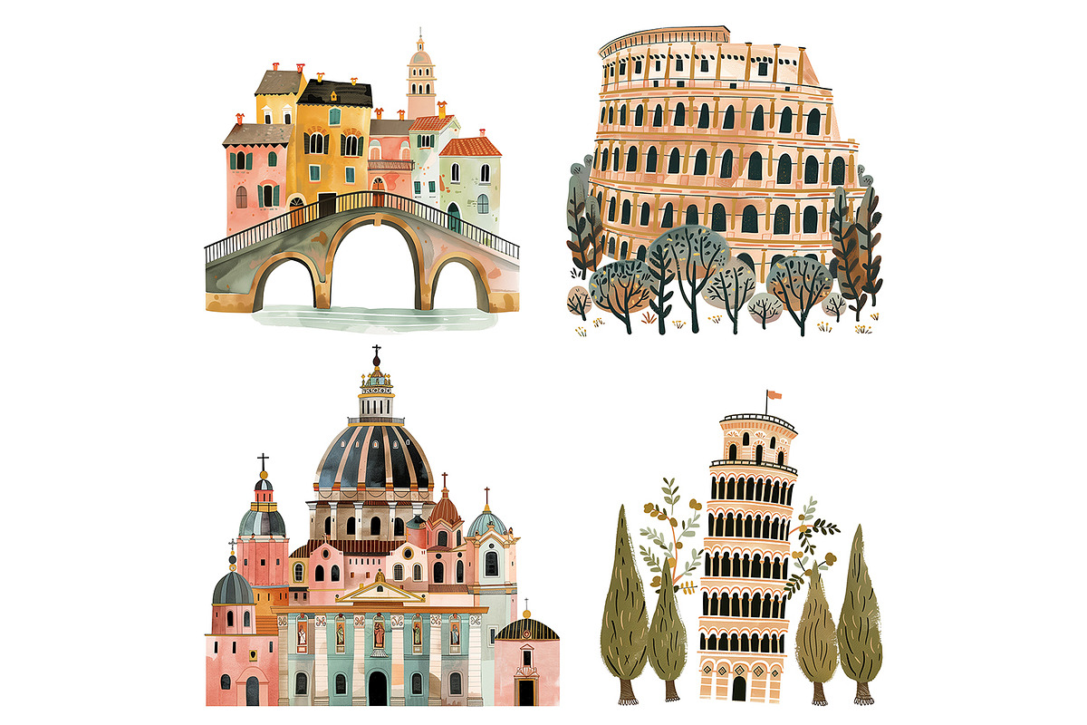 Life In Italy Clipart Set, a Decorative Illustration by The Dutch Lady Designs (Photo 7 of 7)