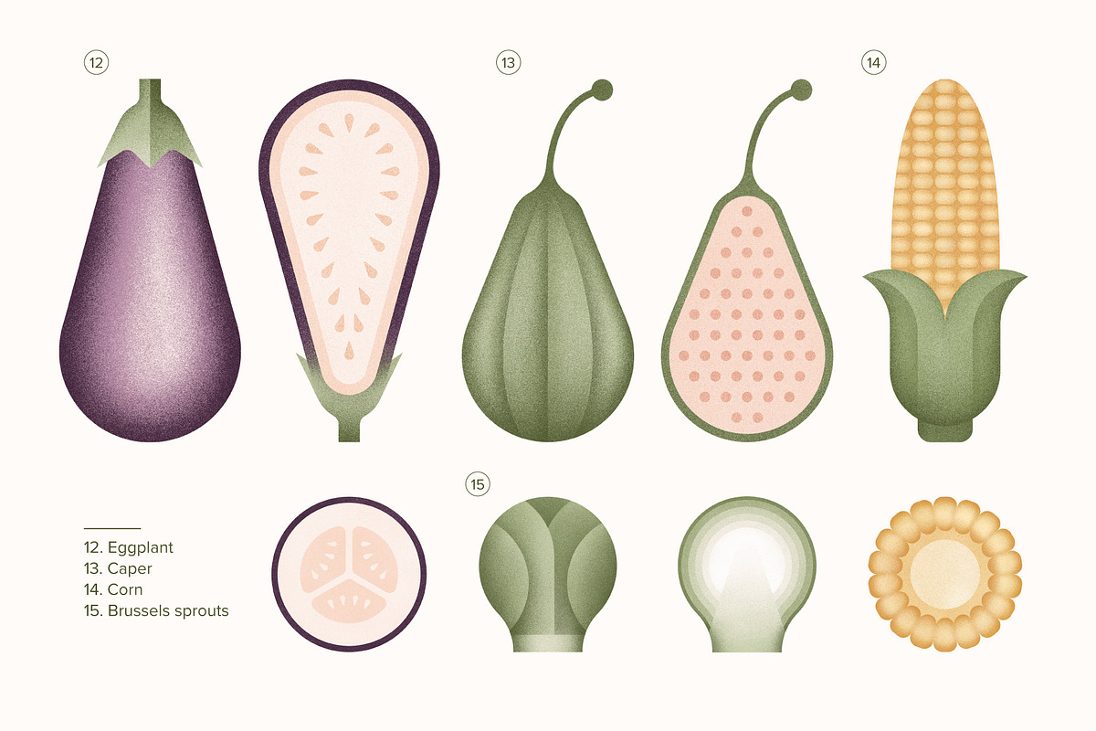 Vegan Illustration Set, a Food Illustration by Paulina Sara Design (Photo 5 of 12)