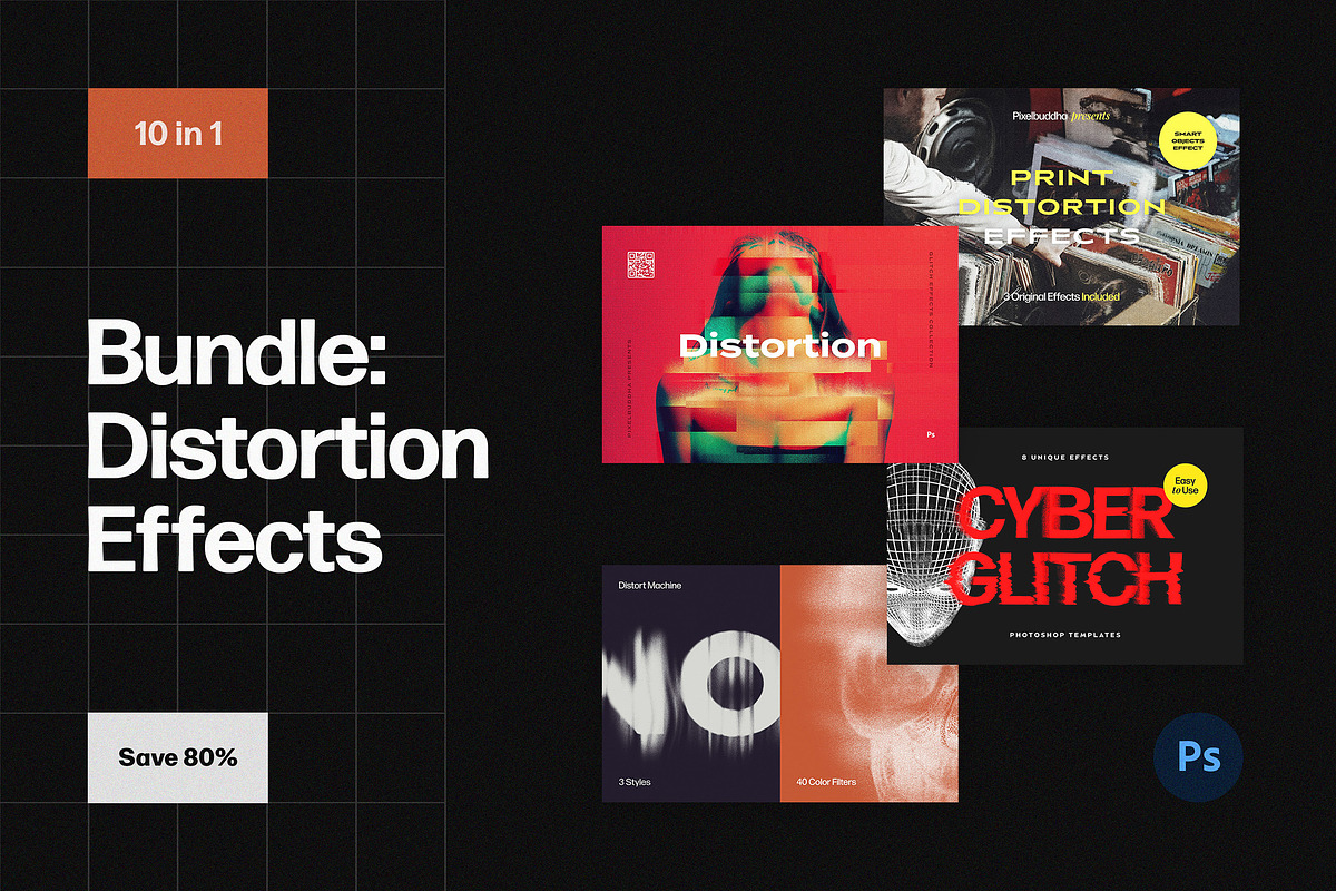 Glitch & Distortion Effects Bundle, a Layer Style Add-On by pixelbuddha.net (Photo 1 of 11)