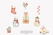 vintage pastel christmas clipart set, a Decorative Illustration by Patishop Art (Thumbnail 5 of 9)
