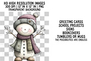 Whimsical Christmas Snowman Clipart, an Illustration by Craft Nest (Thumbnail 2 of 6)