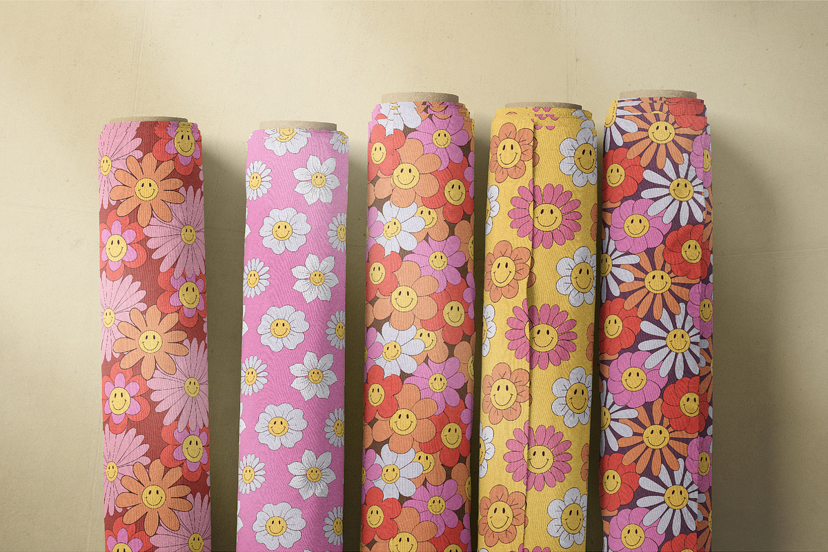 Smiley Flowers Retro Patterns, a Pattern Graphic by Tiger and Flower (Photo 19 of 20)