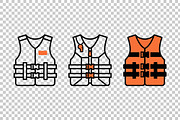 Life Jacket Safety Vector Icon Set, an Object Graphic by Artonix (Thumbnail 3 of 3)