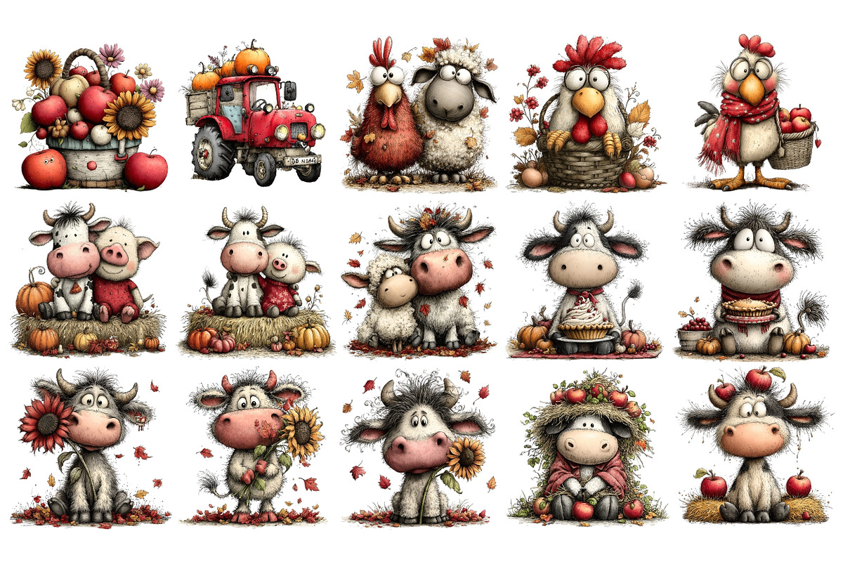 Autumn Farm PNG Clipart Bundle, a Seasonal Illustration by Nicolle's Colorful Art (Photo 2 of 7)