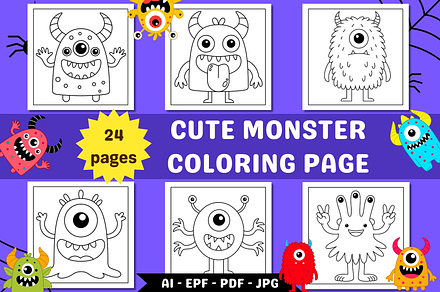 Cute Kawaii Monster Coloring Page