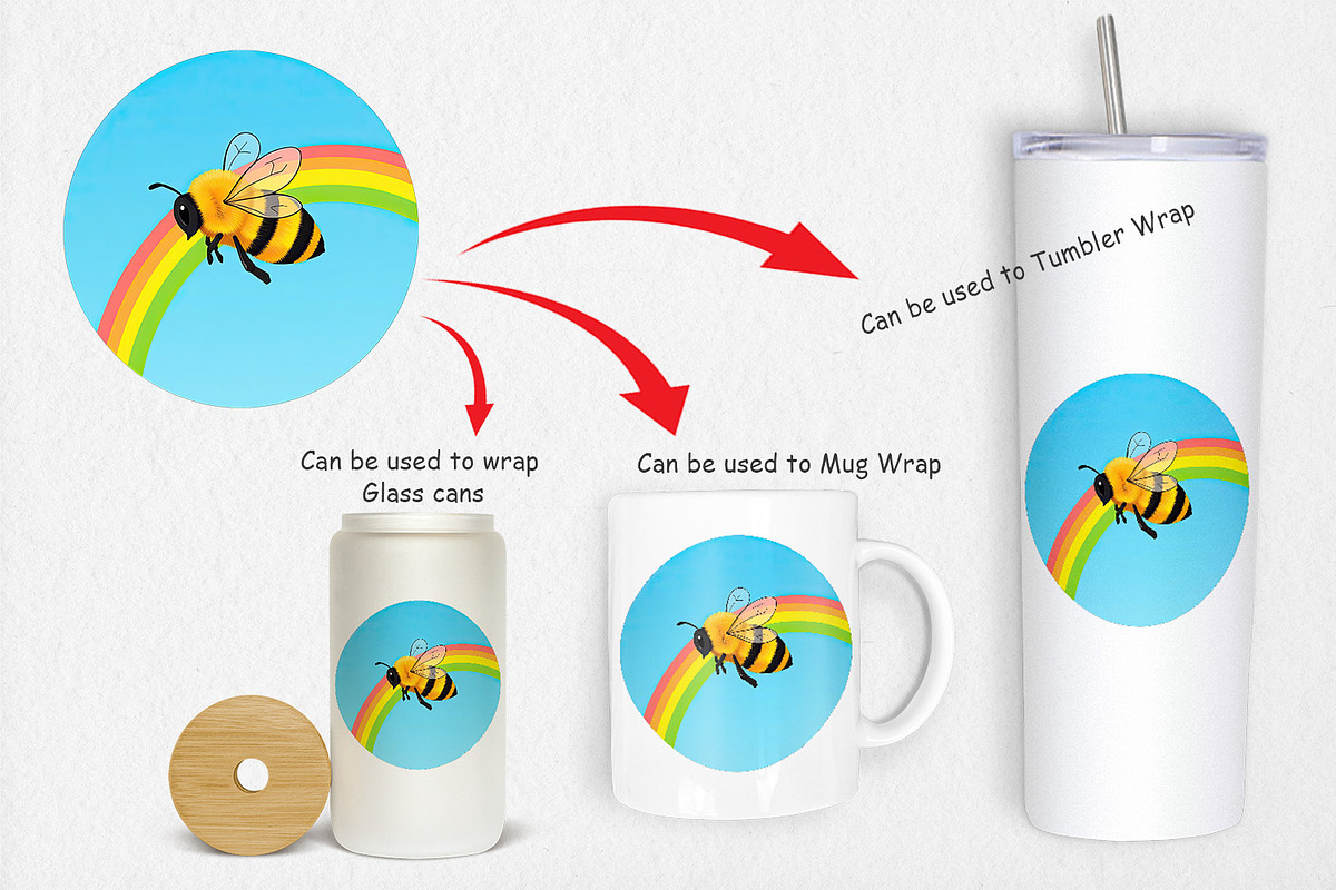 Bee with Rainbow Clipart, a Graphic by Artnoy (Photo 4 of 5)