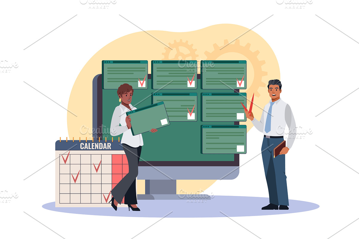 Planning and scheduling. Setting, a Person Illustration by YummyBuum