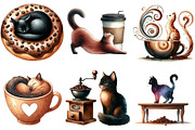 Cat Silhouette Love Coffee Clipart, an Illustration by Pixels.Craft (Thumbnail 2 of 8)