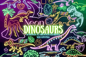 Neon Dinosaur PNG Clipart