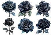 Black and Silver Glam Roses Clipart, an Illustration by Pixels.Craft (Thumbnail 2 of 7)